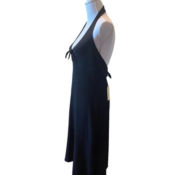 Studio M Women's Black Halter Dress Asymmetrical Hem Size Medium Lined - Picture 8 of 16